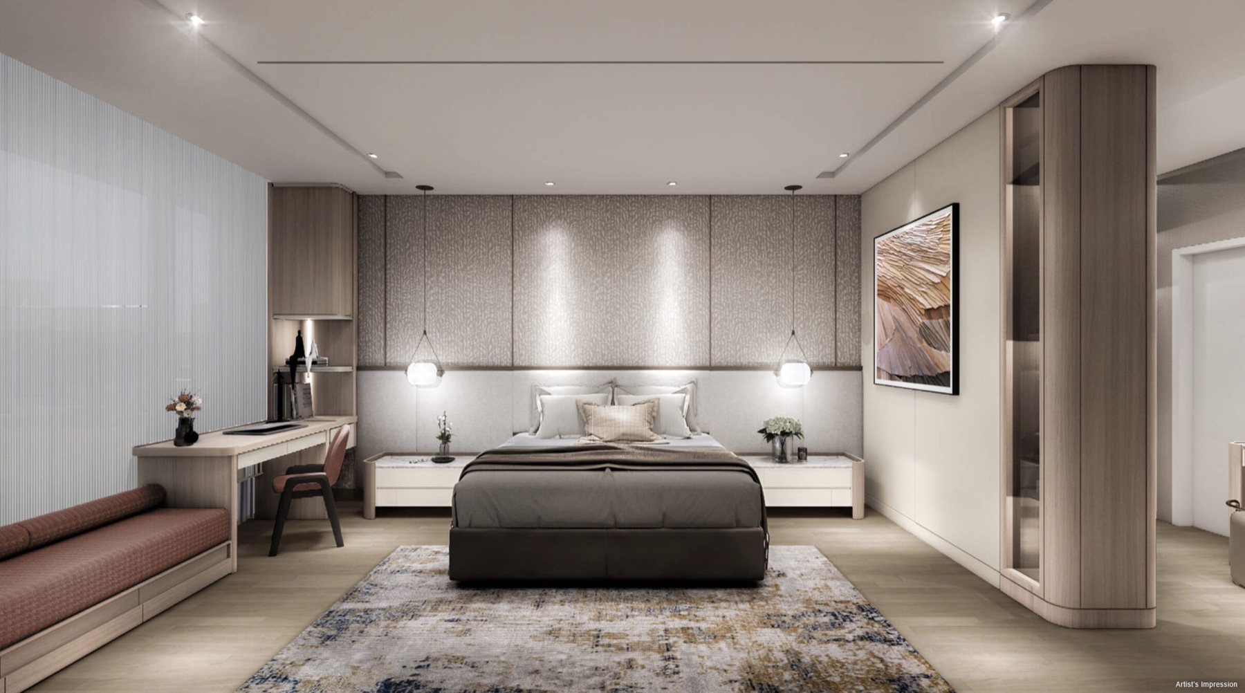 Luminar Residence primary bedroom interior